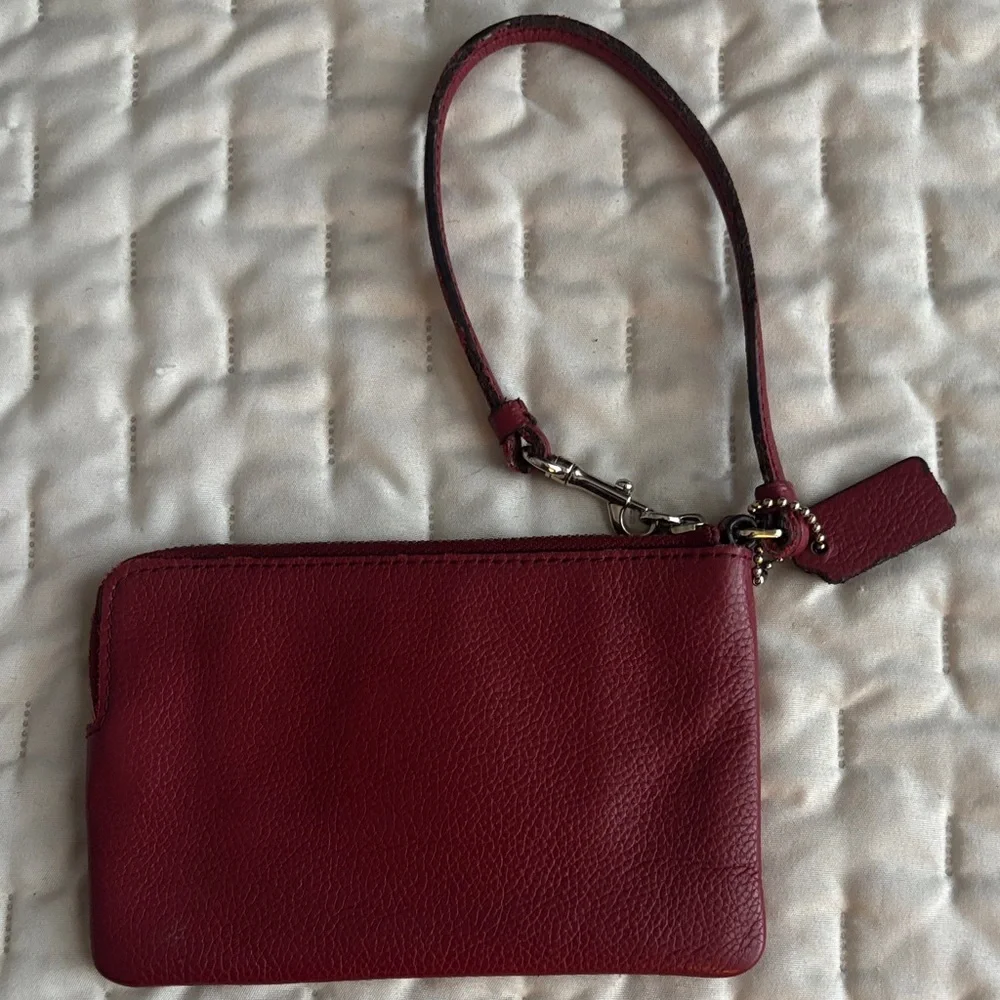 Coach Burgundy Leather Wristlet